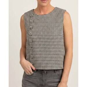 NEW PRETTY FOLLIES houndstooth sleeveless top in black/white